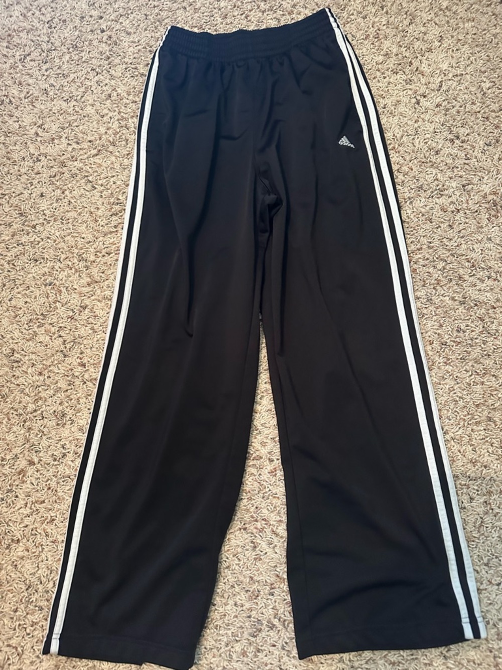 Adidas Men’s Black Track Pants with White Side Stripes